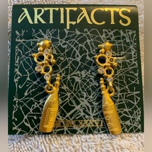 ‘JJ’ Jonette Jewelry Champagne Bottle With Bubbles Earrings NEW